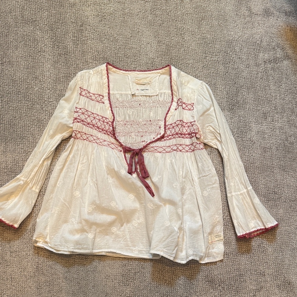 Odd Molly Cream and Pink Boho Blouse